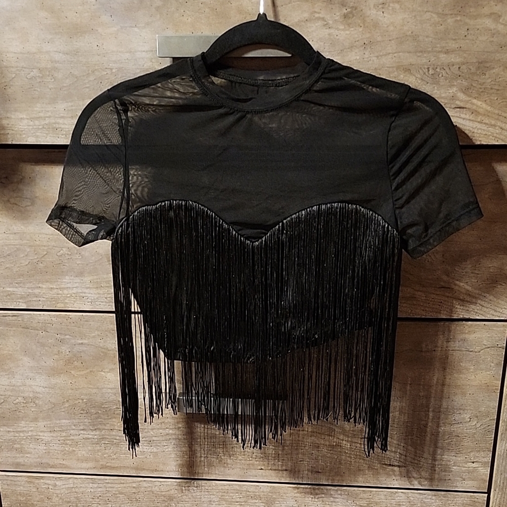 New SHEIN Black Crop Embellished Bodysuit